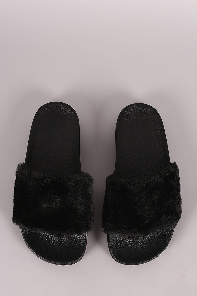 Fluffy Faux Fur Slide Sandal