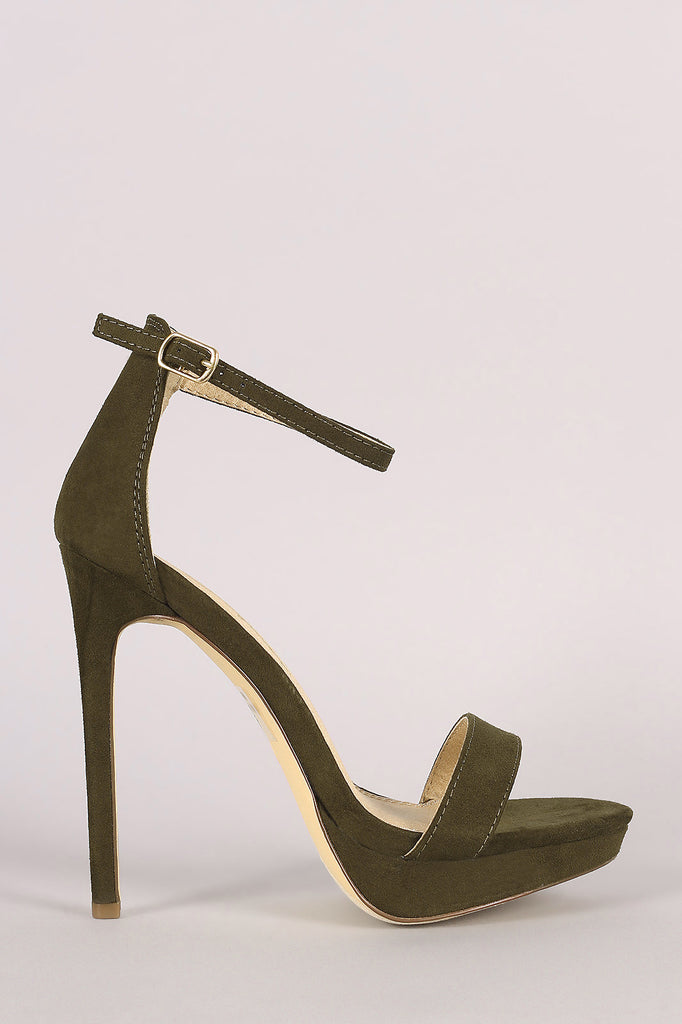 Suede Platform Ankle Strap Stiletto Heel