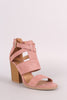 Qupid Gladiator Caged Open Toe Chunky Heel
