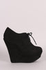 Suede Oxford Lace Up Platform Wedge Booties