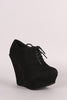 Suede Oxford Lace Up Platform Wedge Booties