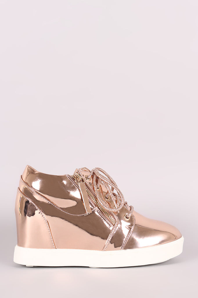 Liliana Zipper Trim Lace Up Wedge Sneaker