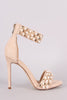 Suede Pearl And Stud Ankle Cuff Stiletto Heel