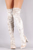 Liliana Velvet Chunky Heel Over The Knee Boots