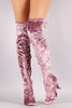 Liliana Velvet Chunky Heel Over The Knee Boots