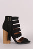 Qupid Strappy Fringe Tassel Rounded Chunky Heel