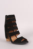 Qupid Strappy Fringe Tassel Rounded Chunky Heel