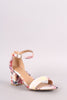 Bamboo Printed Ankle Strap Chunky Heel