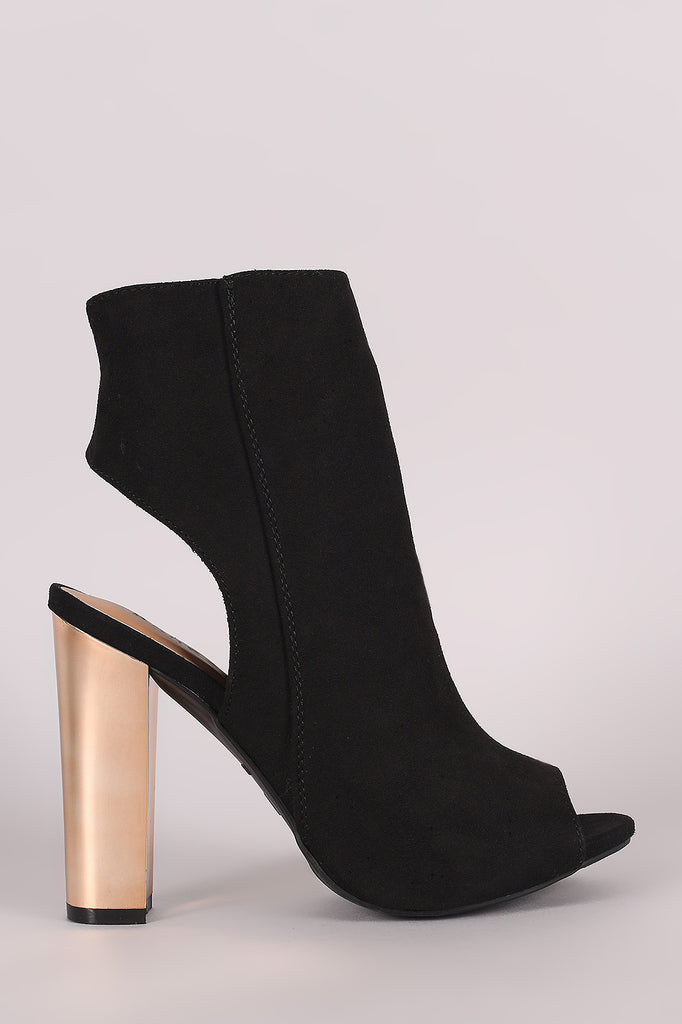 Bamboo Suede Chunky Metallic Heeled Ankle Boots