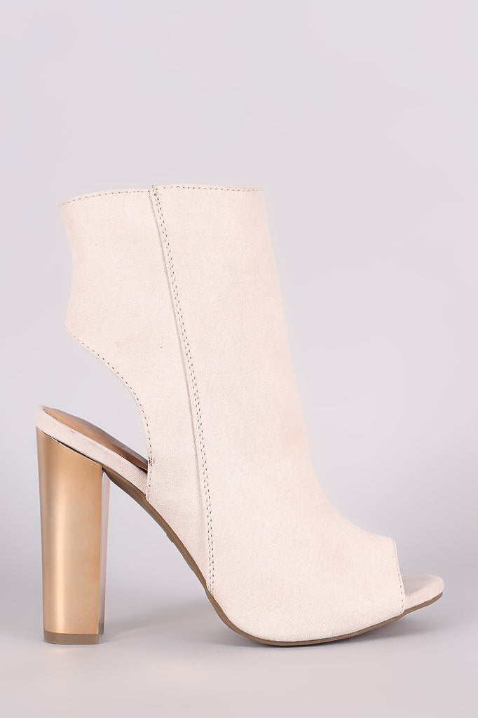 Bamboo Suede Chunky Metallic Heeled Ankle Boots