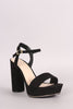 Bamboo Suede Ankle Strap Chunky Round Heel
