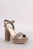Bamboo Suede Ankle Strap Chunky Round Heel