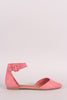Bamboo Vegan Suede Pointy Toe Ankle Strap Flat