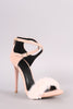 Qupid Nubuck Faux Fur Band Crisscross Ankle Strap Stiletto Heel