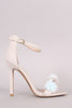 Qupid Lizard Pom Pom Band Ankle Strap Stiletto Heel