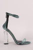 Velvet Ankle Strap Rounded Perspex Heel