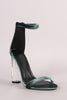 Velvet Ankle Strap Rounded Perspex Heel
