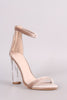 Velvet Ankle Strap Rounded Perspex Heel