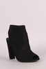 Delicious Suede Peep Toe Chunky Heeled Ankle Boots