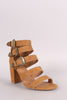 Qupid Etched Buckle Straps Chunky Heel