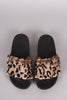 Fluffy Leopard Faux Fur Slide Sandal