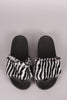 Fluffy Zebra Faux Fur Slide Sandal