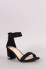 Bamboo Suede Open Toe Ankle Strap Chunky Heel