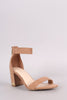 Bamboo Suede Open Toe Ankle Strap Chunky Heel