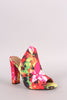 Bamboo Abstract Watercolor Floral Chunky Mule Heel