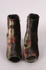 Bamboo Floral Velvet Peep Toe Chunky Heeled Booties