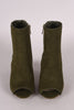 Bamboo Suede Peep Toe Chunky Heeled Booties