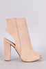 Bamboo Suede Peep Toe Chunky Heeled Booties