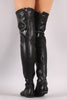 Drawstring Tie Over-The-Knee Flat Boots