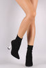 Liliana Suede Pointy Toe Chunky Lucite Heeled Ankle Boots