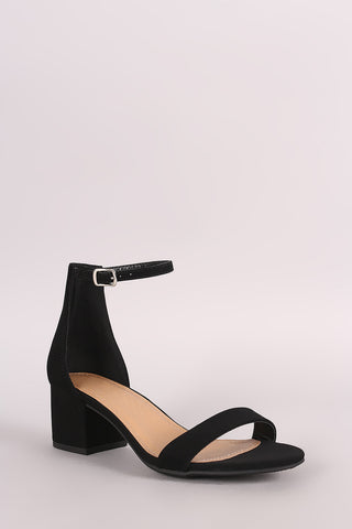City Classified Nubuck Ankle Strap Open Toe Block Heel