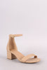 City Classified Nubuck Ankle Strap Open Toe Block Heel