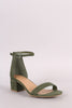 City Classified Suede Ankle Strap Open Toe Block Heel