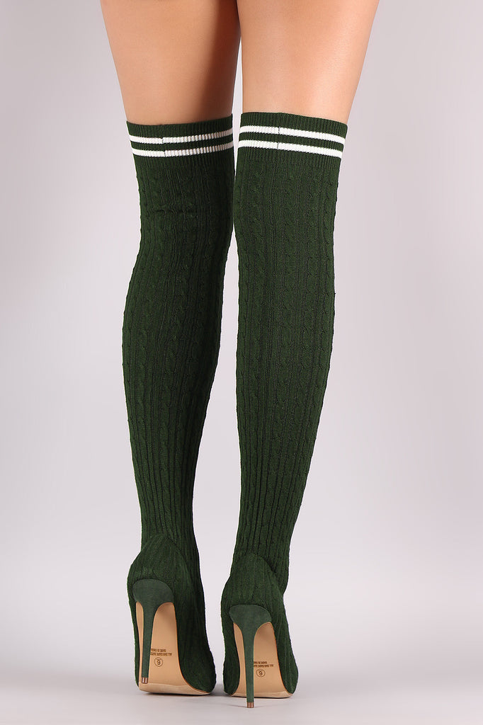 Liliana Stretched Sweater Knit Stiletto Over-The-Knee Sock Boots