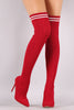 Liliana Stretched Sweater Knit Stiletto Over-The-Knee Sock Boots