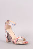 Bamboo Abstract Print Ankle Strap Chunky Heel
