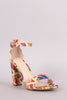 Bamboo Abstract Print Ankle Strap Chunky Heel