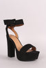 Qupid Suede Open Toe Chunky Platform Heel