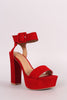 Qupid Suede Open Toe Chunky Platform Heel
