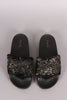 Qupid Metallic Faux Fur Slide Sandal