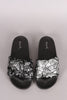 Qupid Metallic Faux Fur Slide Sandal