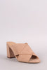 Bamboo Suede Crisscross Chunky Mule Heel