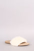 Bamboo Open Toe Faux Fur Slide Sandal