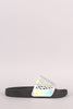 Qupid Perforated Hologram Open Toe Slide Sandal