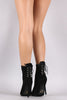 Suede Pointy Toe Back Corset Lace-Up Stiletto Booties
