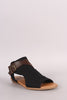 Soda Fabric Open Toe Buckled Strap Cutout Wedge Sandal